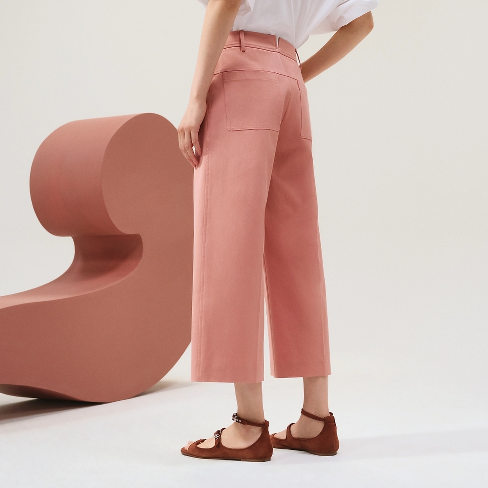 NWT Hermès Rose Bubinga Cropped Pants FR sz 36
